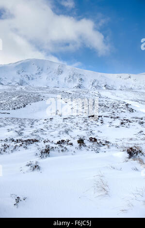 lovely snowy view of the mountains of Glen Clunie near the Glen Shee ski centre Stock Photo