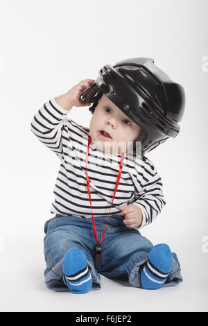 little funny hockey referee Stock Photo