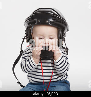 little funny hockey referee Stock Photo