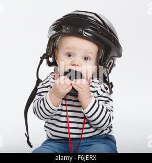 little funny hockey referee Stock Photo