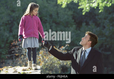 RELEASE DATE: March 26, 2004. MOVIE TITLE: Jersey Girl. STUDIO: Miramax Films. PLOT: After his career is sidelined from an unexpected tragedy and a personal blowup, a single man must take care of his precocious daughter. PICTURED: BEN AFFLECK stars as Ollie Trinke with RAQUEL CASTRO as Gertie Trinke. Stock Photo