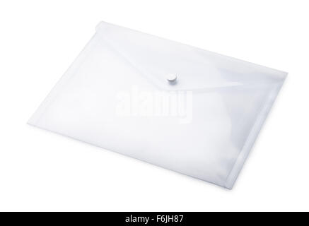 Transparent plastic envelope isolated on white Stock Photo