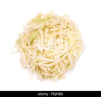 Top view of fresh shredded cabbage  isolated on white Stock Photo