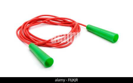 Plastic jumping rope isolated on white Stock Photo