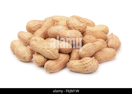 Pile fo shelled peanuts isolated on white Stock Photo