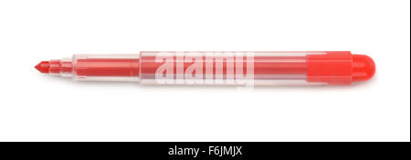 Top view of red felt tip pen isolated on white Stock Photo
