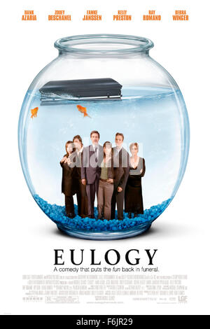 RELEASE DATE: October 15, 2004. MOVIE TITLE: Eulogy. STUDIO: Eulogy Productions LLC. PLOT: A black comedy that follows three generations of a family, who come together for the funeral of the patriarch - unveiling a litany of family secrets and covert relationships. PICTURED: . Stock Photo