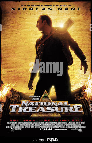 RELEASE DATE: November 19, 2004. MOVIE TITLE: National Treasure. STUDIO: Walt Disney Pictures. PLOT: Benjamin Franklin Gates descends from a family of treasure-seekers who've all hunted for the same thing: a war chest hidden by the Founding Fathers after the Revolutionary War. Ben's close to discovering its whereabouts, as is his competition, but the FBI is also hip to the hunt. PICTURED: . Stock Photo