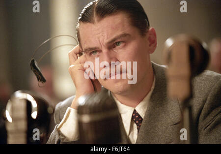 RELEASE DATE: December 25, 2004. MOVIE TITLE: The Aviator. STUDIO: Forward Pass. PLOT: A biopic depicting the early years of legendary director and aviator Howard Hughes' career, from the late 1920s to the mid-1940s. PICTURED: LEONARDO DICAPRIO as Howard Hughes. Stock Photo