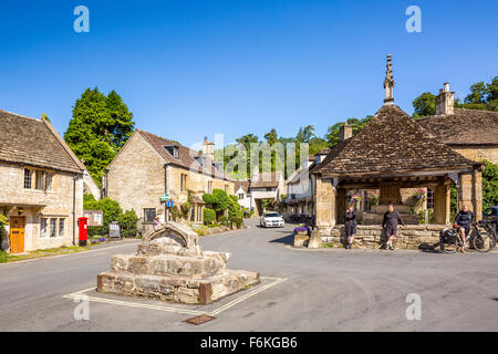 14th-century market cross, Castle Combe, Wiltshire, England, United Kingdom, Europe. Stock Photo