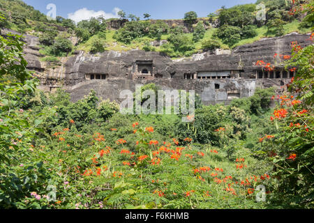 Ajanta caves, India. Stock Photo