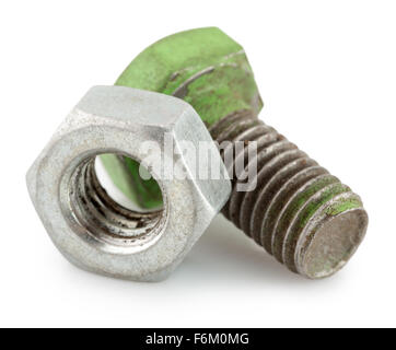 bolt and nut isolated on the white background. Stock Photo