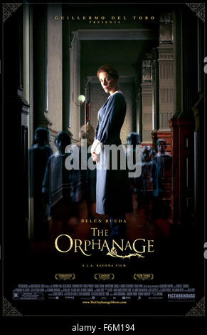 RELEASE DATE: 11 January 2008. MOVIE TITLE: The Orphanage. STUDIO: Picturehouse Entertainment. PLOT: A woman brings her family back to her childhood home, where she opens an orphanage for handicapped children. Before long, her son starts to communicate with an invisible new friend. PICTURED: Movie poster. Stock Photo