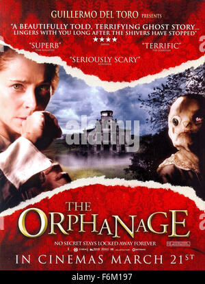 RELEASE DATE: 11 January 2008. MOVIE TITLE: The Orphanage - STUDIO: Picturehouse Entertainment. PLOT: A woman brings her family back to her childhood home, where she opens an orphanage for handicapped children. Before long, her son starts to communicate with an invisible new friend. PICTURED: Movie poster. Stock Photo