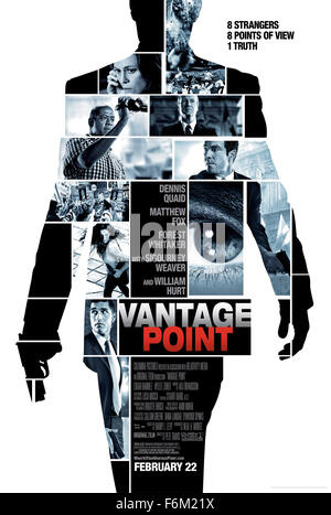 RELEASE DATE: February 22, 2008. MOVIE TITLE: Vantage Point. STUDIO: Columbia Pictures. PLOT: With a Rashomon narrative style, the attempted assassination of the president is told from five different perspectives. PICTURED: Movie Poster. Stock Photo