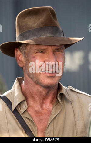 RELEASE DATE: May 22, 2008. MOVIE TITLE: Indiana Jones and the Kingdom of the Crystal Skull. STUDIO: Paramount. PLOT: Famed archaeologist/adventurer Dr. Henry 'Indiana' Jones is called back into action when he becomes entangled in a Soviet plot to uncover the secret behind mysterious artifacts known as the Crystal Skulls. PICTURED: HARRISON FORD as Indiana Jones. Stock Photo