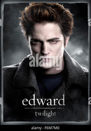 RELEASE DATE: November 21, 2008. MOVIE TITLE: Twilight. STUDIO: Summit Entertainment. PLOT: Bella Swan is a clumsy, kind hearted teenager with a knack for getting into trouble. Edward Cullen is an intelligent, good looking vampire who is trying to hide his secret. Against all odds, the two fall in love but will a pack of blood thirsty trackers and the disapproval of their family and friends separate them? PICTURED: ROBERT PATTINSON as Edward Cullen. Stock Photo