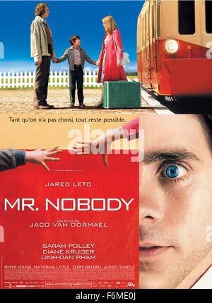 RELEASE DATE: September 18, 2009. MOVIE TITLE: Mr. Nobody. STUDIO: Pan EuropZenne. PLOT: Nemo Nobody leads an ordinary existence at his wife's side, Elise, and their 3 children until the day when reality skids and he wakes up as an old man in the year 2092. At 120, Mr. Nobody is both the oldest man in the world and the last mortal of a new mankind where nobody dies anymore. But that doesn't seem to interest or bother him very much. The only questions that preoccupy him in the present is whether he lived the right life for himself, loved the woman whom he was supposed to love, and had the child Stock Photo