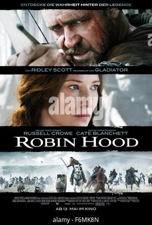 RELEASE DATE: May 14, 2010   MOVIE TITLE: Robin Hood   STUDIO: Universal Pictures   DIRECTOR: Ridley Scott   PLOT: The story of an archer in the army of Richard Coeur de Lion who fights against the Norman invaders and becomes the legendary hero known as Robin Hood   PICTURED: Movie poster   (Credit Image: c Universal Pictures/Entertainment Pictures) Stock Photo
