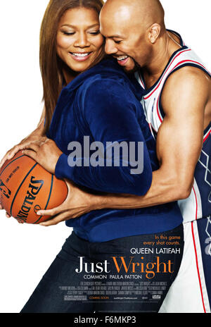 RELEASE DATE: May 14, 2010. MOVIE TITLE: Just Wright. STUDIO: Fox Searchlight Pictures. PLOT: A physical therapist falls for the basketball player she is helping recover from a career-threatening injury. PICTURED: QUEEN LATIFAH as Leslie Wright and COMMON as Scott McKnight. Stock Photo