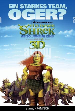 RELEASE DATE: May 21, 2010. MOVIE TITLE: Shrek Forever After. STUDIO: DreamWorks. PLOT: The further adventures of the giant green ogre, Shrek, living in the land of Far, Far Away. PICTURED: Movie poster. Stock Photo