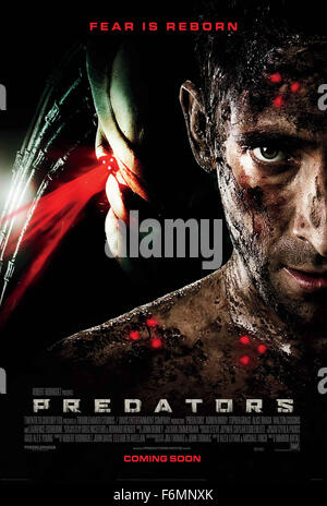 RELEASE DATE:  July 9, 2010. MOVIE TITLE: Predators. STUDIO: Sony Pictures. PLOT: A group of elite warriors are hunted by members of a merciless alien race known as Predators. PICTURED: POSTER Stock Photo