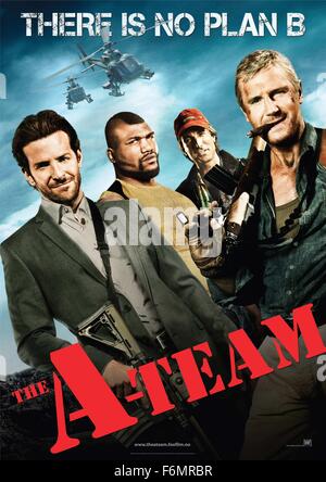 RELEASE DATE: June 11, 2010. MOVIE TITLE: The A-Team. STUDIO: Twentieth Century Fox Film Corporation. PLOT: A group of Iraq War veterans looks to clear their name with the U.S. military, who suspect the four men of committing a crime for which they were framed. PICTURED: Movie poster. Stock Photo