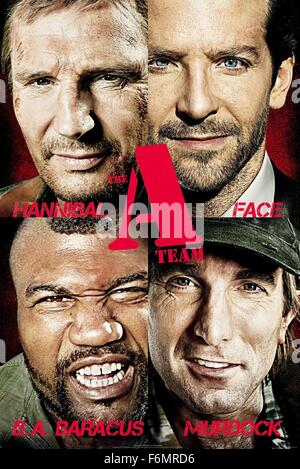 RELEASE DATE: 11 June 2010. TITLE: The A-Team. STUDIO: Twentieth Century Fox. PLOT: A group of Iraq War veterans looks to clear their name with the U.S. military, who suspect the four men of committing a crime for which they were framed. PICTURED: Movie poster. Stock Photo