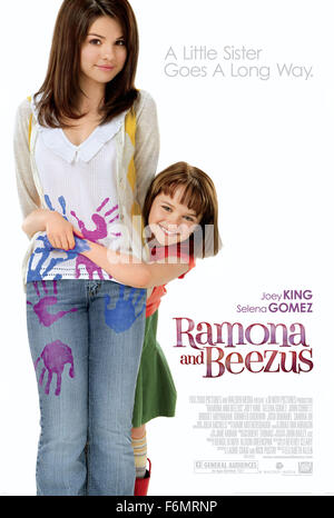 RELEASE DATE: July 23, 2010. MOVIE TITLE: Ramona And Beezus. STUDIO: Fox 2000 Pictures. PLOT: Follows the misadventures of young grade schooler Ramona Quimby from Beverly Cleary's popular children's book series. PICTURED: JOEY KING as Ramona Quimby and SELENA GOMEZ as Beezus Quimby. Stock Photo