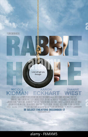 RELEASE DATE: December 17, 2010   MOVIE TITLE: Rabbit Hole   STUDIO: Olympus Pictures   DIRECTOR: John Cameron Mitchell   PLOT: Life for a happy couple is turned upside down after their young son dies in an accident. Based on a play by David Lindsay-Abaire.   PICTURED: Poster   (Credit Image: c Olympus Pictures/Entertainment Pictures) Stock Photo