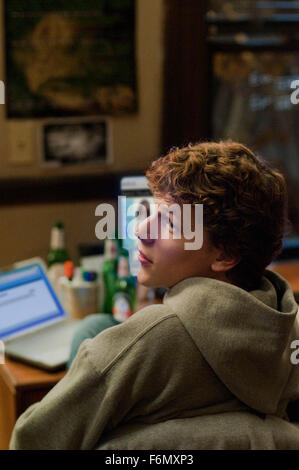 RELEASE DATE: October 1, 2010. MOVIE TITLE: The Social Network. STUDIO: Columbia Pictures. PLOT: A story about the founders of the social-networking website, Facebook. PICTURED: JESSE EISENBERG as Mark Zuckerberg. Stock Photo