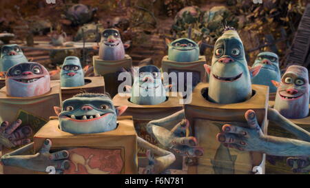 RELEASE DATE: September 26, 2014 TITLE: The Boxtrolls STUDIO: Focus Features DIRECTOR: Graham Annable, Anthony Stacchi PLOT: A young orphaned boy raised by underground cave-dwelling trash collectors tries to save his friends from an evil exterminator. Based on the children's novel 'Here Be Monsters' by Alan Snow PICTURED: The Boxtrolls (Credit: c Focus Features/Entertainment Pictures) Stock Photo
