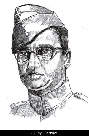 Netaji subhash chandra bose sketch, india, asia Stock Photo - Alamy