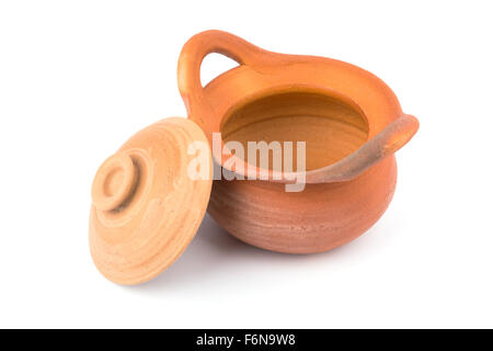 Clay pots are open on white background Stock Photo