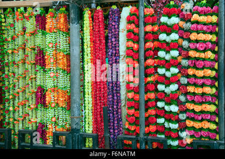 The image of Flower seller was taken in Mumbai, India Stock Photo