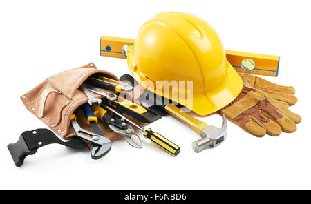 various type of tools in group on white background Stock Photo