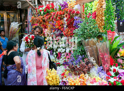 The image of Flower seller was taken in Mumbai, India Stock Photo