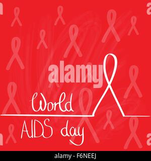 World AIDS Day Awareness Red Ribbon Concept Background Stock Vector