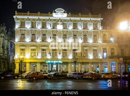 Hotel Inglaterra at night, in the rain Havana, Cuba, North America, Caribbean, Havana Stock Photo