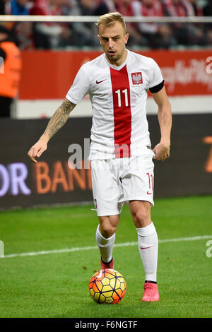 Wroclaw, Poland. 17th November, 2015. International Football friendly match: Poland v Czech Republic. In action Kamil Grosicki Credit:  Piotr Dziurman/Alamy Live News Stock Photo