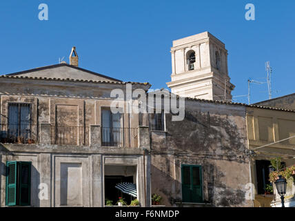 bell tower and old residential dwellings in Vasto, Abruzzo region, Italy Stock Photo