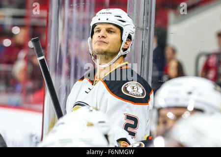 Raleigh, North Carolina, USA. 16th Nov, 2015. Anaheim Ducks defenseman Kevin Bieksa (2) during the NHL game between the Anaheim Ducks and the Carolina Hurricanes at the PNC Arena. © Andy Martin Jr./ZUMA Wire/Alamy Live News Stock Photo