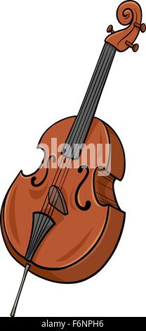 Cartoon Illustration of Double Bass Musical Instrument Clip Art Stock Vector