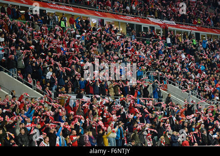 Wroclaw, Poland. 17th November, 2015. International Football friendly match: Poland v Czech Republic. Polish fans during match Credit:  Piotr Dziurman/Alamy Live News Stock Photo