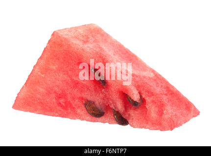 Watermelon fruit triangle slice closeup isolated on white background Stock Photo