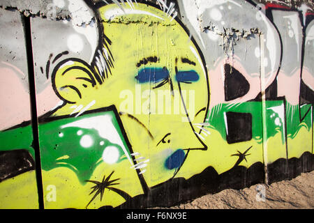 Comical face graffiti in Bali, Indonesia Stock Photo