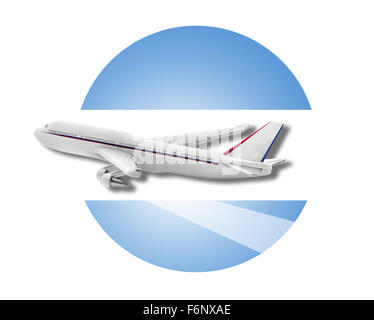 Plane and Paraguay flag. Stock Photo
