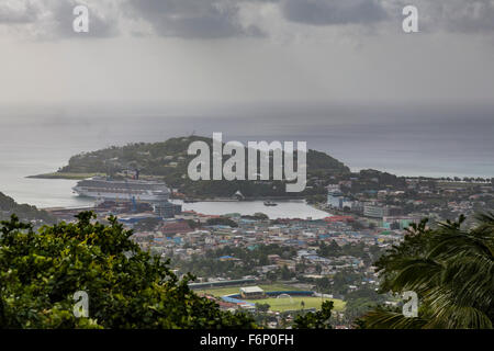 The cruise ship 'Carnival destiny' in the harbour of Castries the capital of  St Lucia. Stock Photo