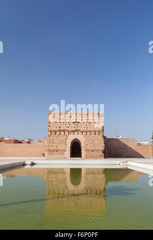 The audience pavilion and pool, El Badi Palace, Marrakech, Morocco Stock Photo
