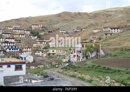 SPITI VALLEY - View of Kibber Village, the highest village of the world at a height of 4205 meters Himachal Pradesh, India Stock Photo